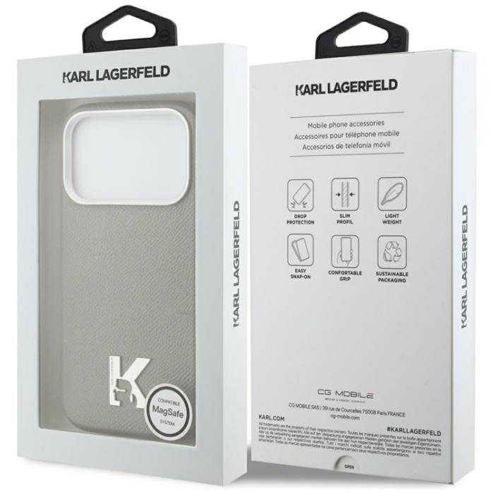 KARL LAGERFELD - Karl Lagerfeld Mobilskal För iPhone 17 Pro MagSafe Karl Head Logo - Grå