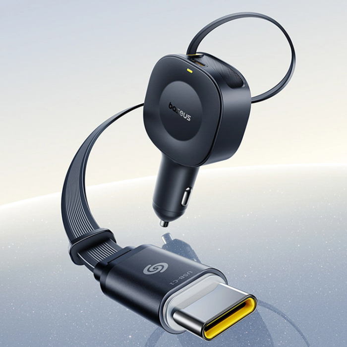 BASEUS - Baseus Billaddare 30W med Retractable Kabel PrimeTrip VR2 - Svart