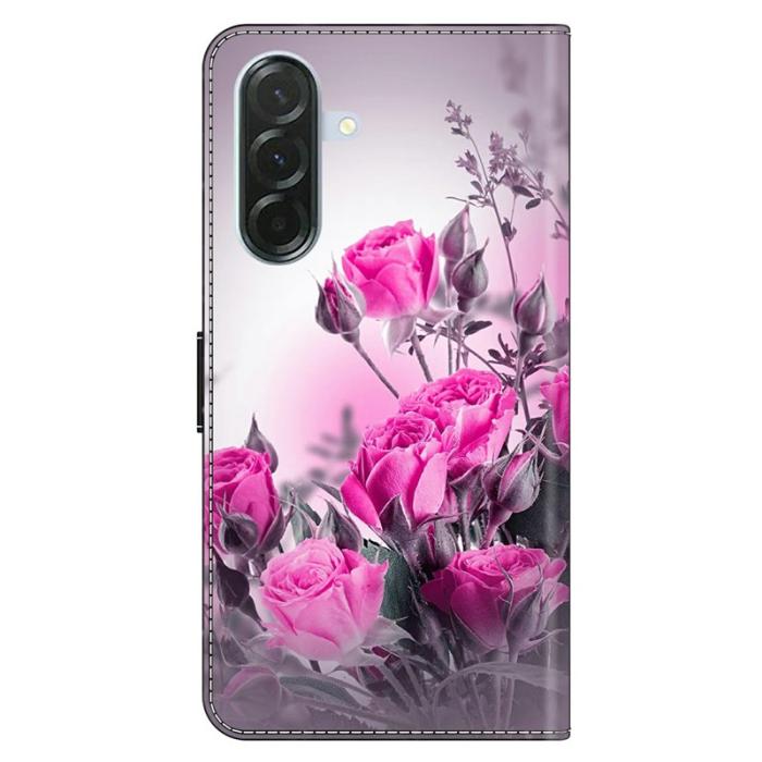 OEM - Samsung Galaxy A37 Plånboksfodral Konstläder Mönstertryck - Lila Blommor