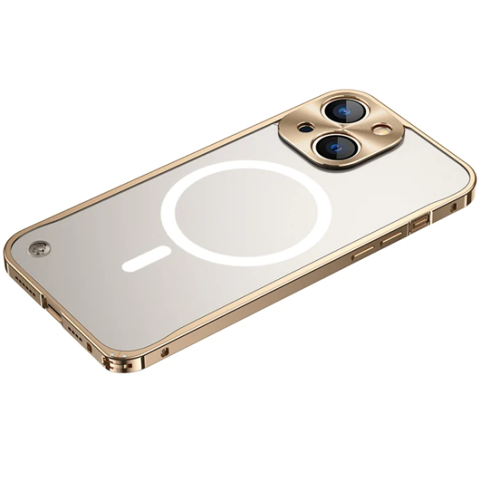A-One Brand - iPhone 14 Skal Magsafe Metall Frame - Guld