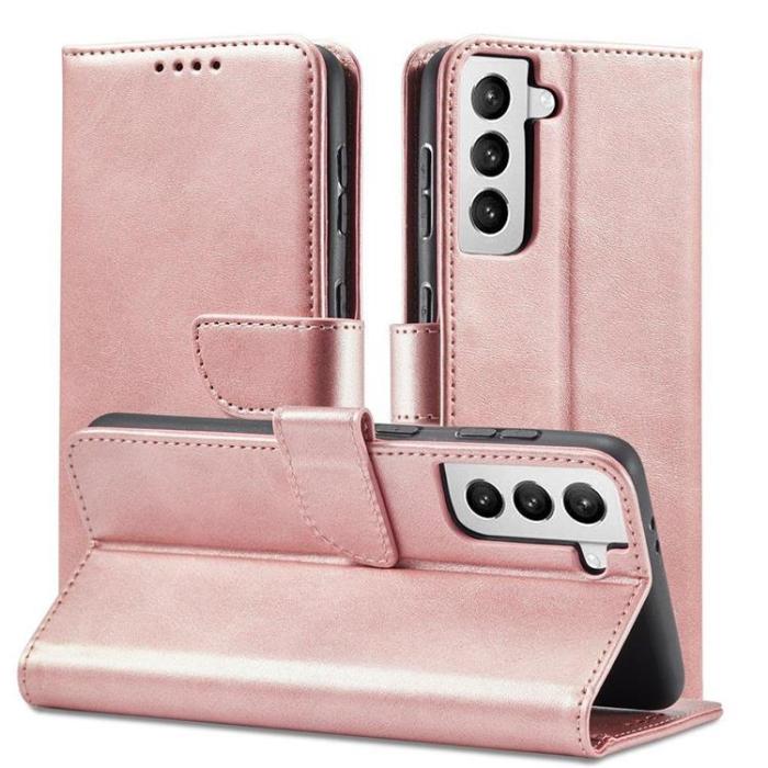 Ruhtel - Magnet Elegant Flip Fodral Galaxy S22 Plus - Rosa
