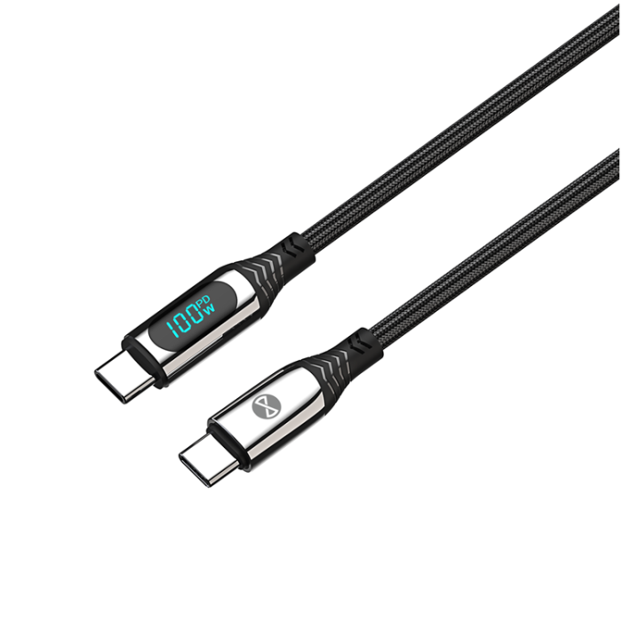 Forever - Forever USB-C Till USB-C 100W 1m Kabel LCD - Svart