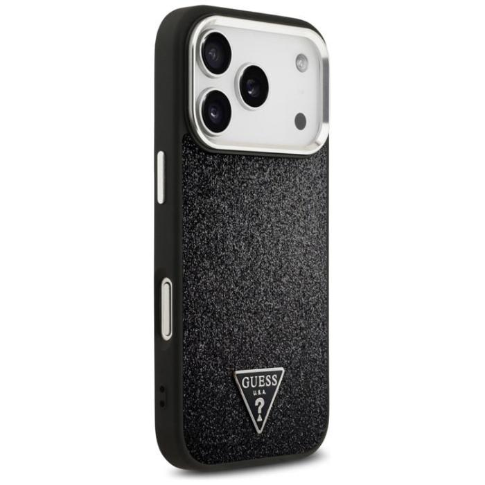 Guess - Guess iPhone 17 Pro Mobilskal MagSafe Glitter Triangle Logo - Svart