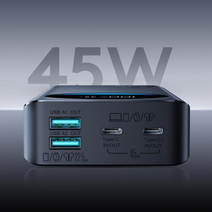 Joyroom - Joyroom Powerbank 20000 mAh 45W 2xUSB-A 2xUSB-C med Display - Svart