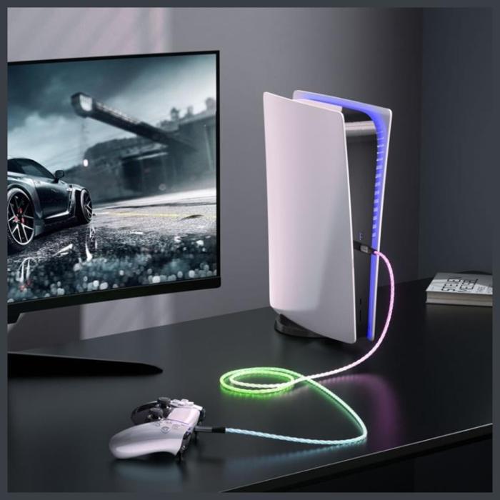 4smarts - 4smarts USB-C Till USB-C Kabel 60W 1.5m RGB