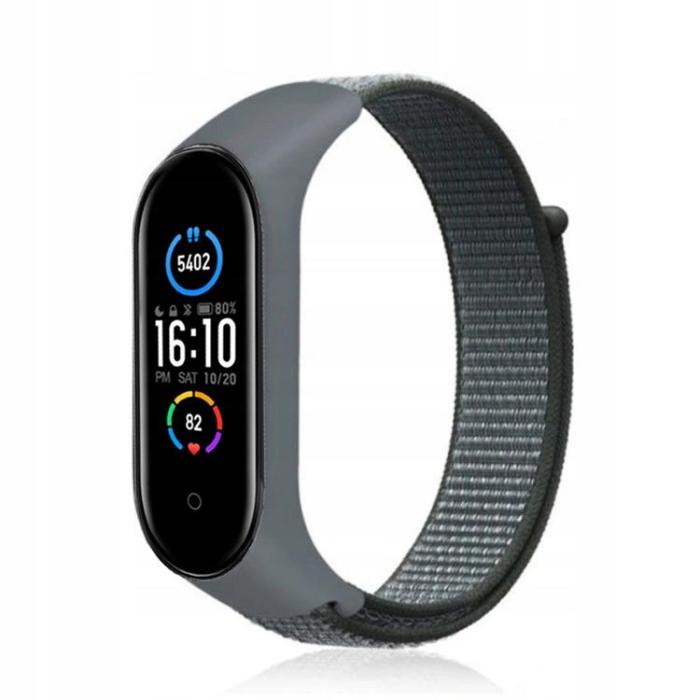OEM - Xiaomi Mi Smart Band 5/6/7 Armband Nylon 19 - Grå