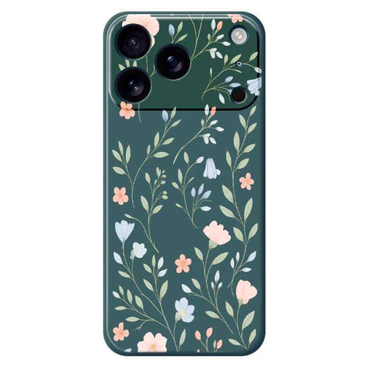 iPhone 17 Pro Max Mobilskal Pink Blue Flowers Pattern TPU - Grön | 2353 | AlltMobil