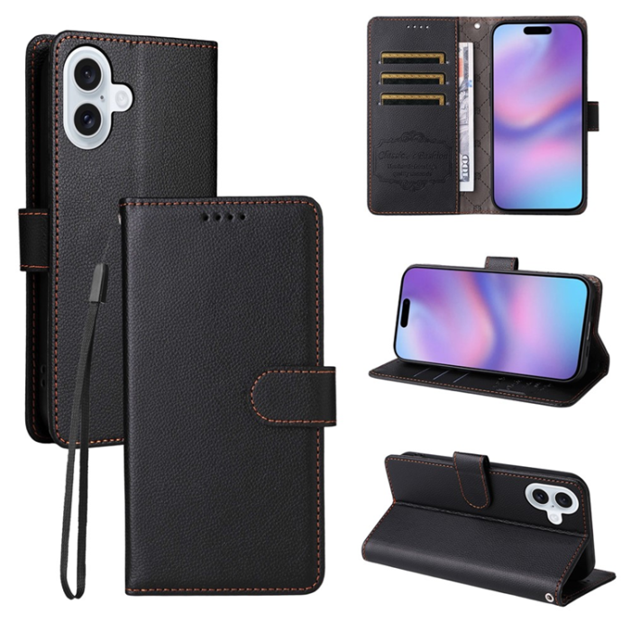 A-One Brand - iPhone 17 Plånboksfodral RFID Blocking med Handledsrem - Svart