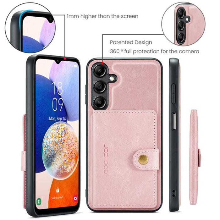 OEM - JEEHOOD Samsung Galaxy A13 5G Mobilskal Konstläder med Kortfack - Rosa