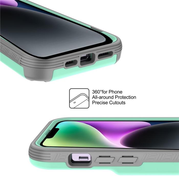 OEM - iPhone 14 Plus Skal Korthållare Mirror Kickstand - Grön