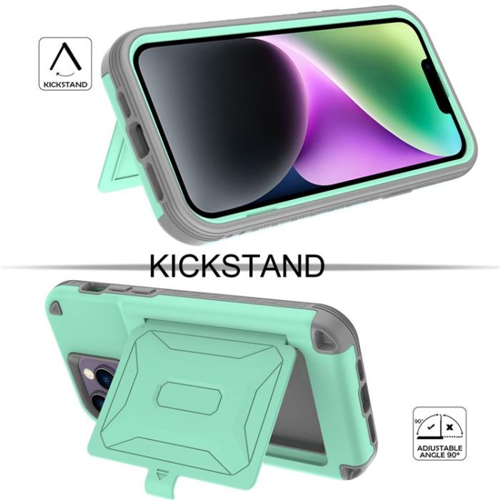 OEM - iPhone 14 Plus Skal Korthållare Mirror Kickstand - Grön