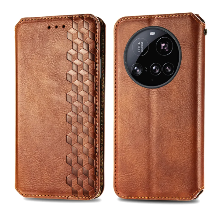 A-One Brand - Xiaomi 15 Ultra Plånboksfodral Rhombus Imprint Läder - Brun