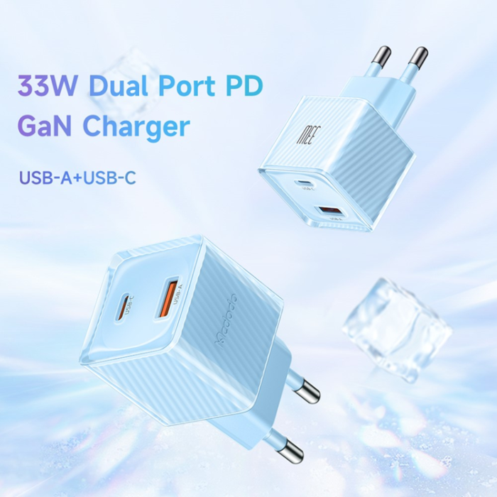 Mcdodo - MCDODO GaN Snabbladdare 33W USB-A - USB-C EU CH-415 - Blå