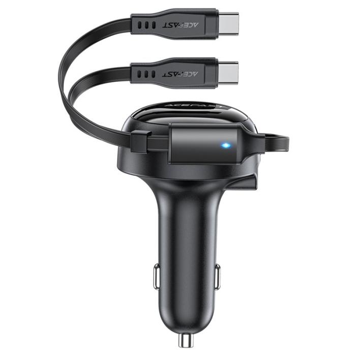 OEM - ACEFAST B13 53W USB-biladapter med 2 utdragbara Type-C-laddkablar