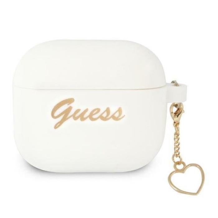 Guess - Guess Silicone Heart Charm Collection Skal Airpods 3 - Vit