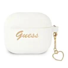 Guess - Guess Silicone Heart Charm Collection Skal Airpods 3 - Vit