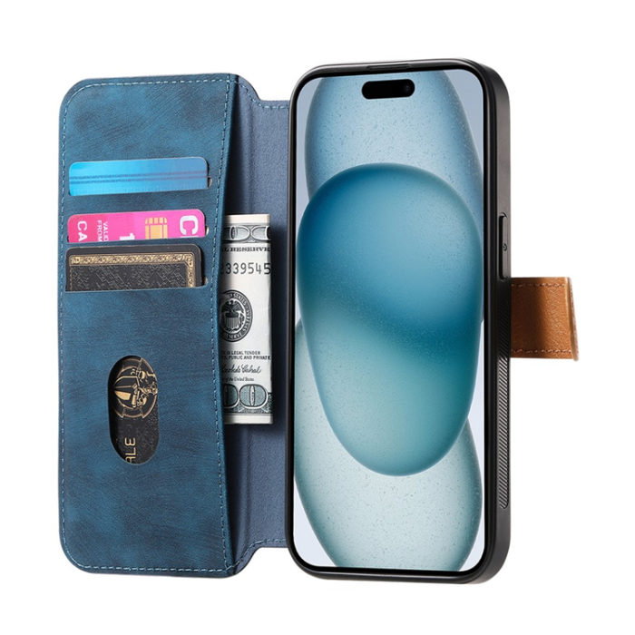 A-One Brand - Plånboksfodral För iPhone 17 Armband Kickstand - Blå