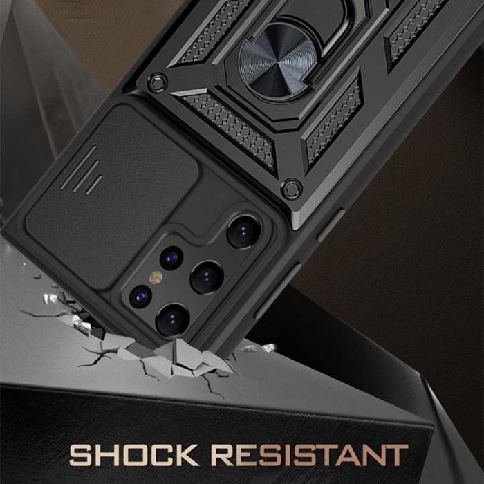 OEM - Ring Kickstand Skal Galaxy S22 Ultra - Svart