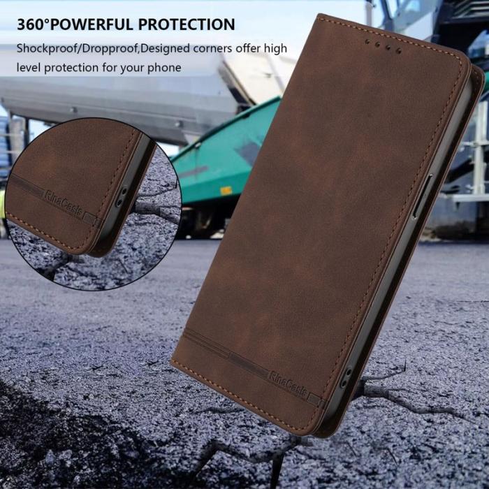 OEM - RINACASIS Samsung Galaxy A57 Plånboksfodral Konstläder RFID Skydd - Brun