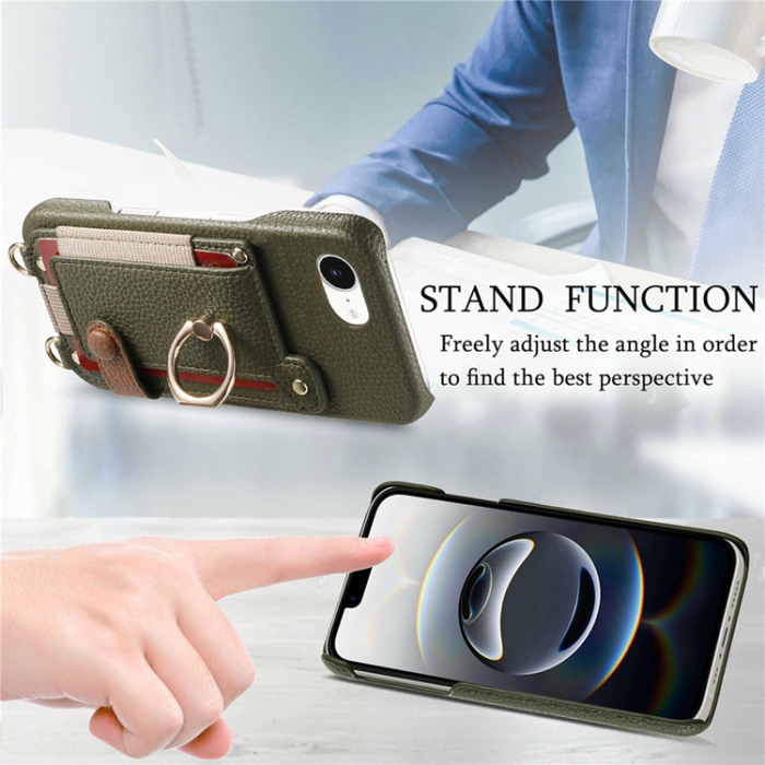 A-One Brand - iPhone 16e Mobilskal med Korthållare Ring Kickstand