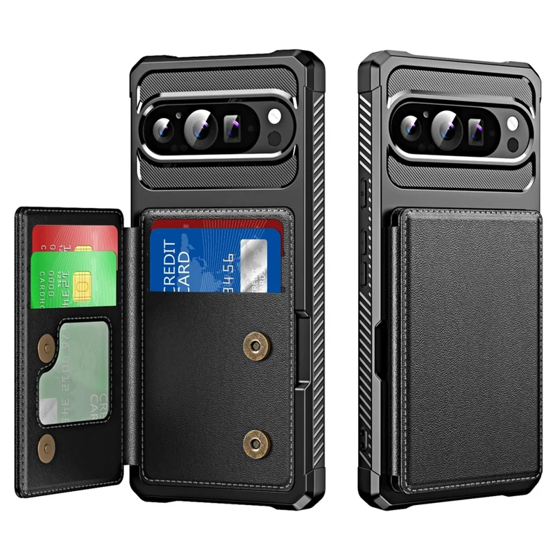 Google Pixel 10/10 Pro Mobilskal Korthållare Kickstand - Svart | 2353 | AlltMobil