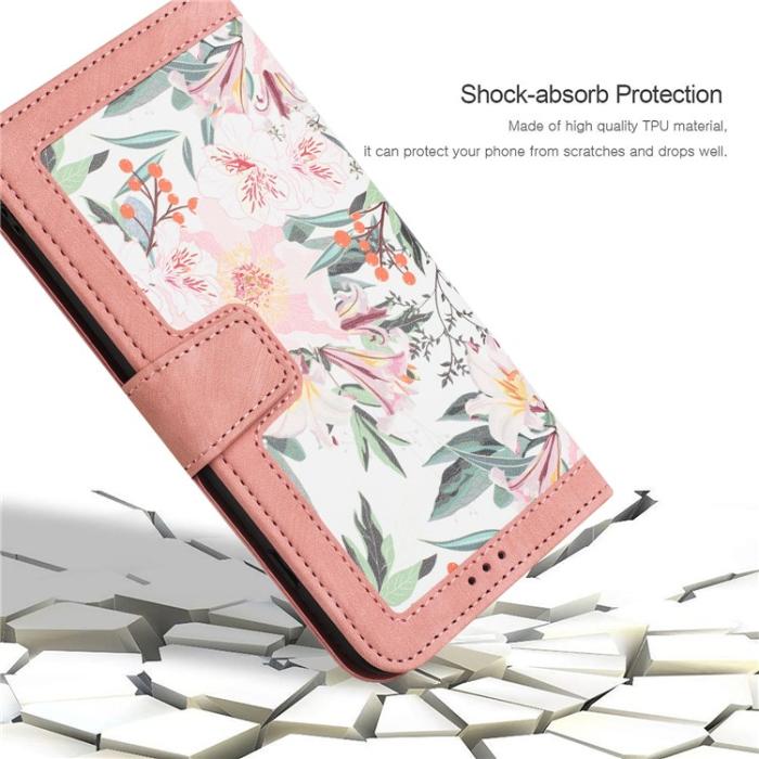 OEM - iPhone 15 Pro Max Plånboksfodral Flower Pattern - Rosa