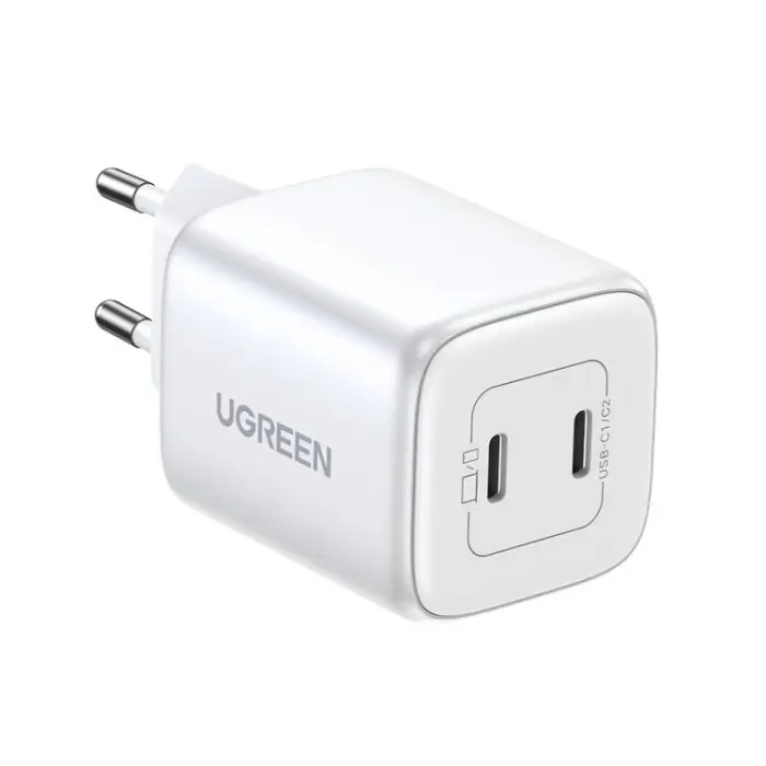 Ugreen GaN väggladdare 45W PD vit kompakt design Mobilhållare