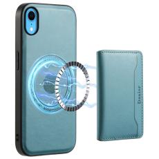 DENIOR - DENIOR iPhone XR Fodral Magnetiskt KonstL&auml;der + PC + TPU Bl&aring;