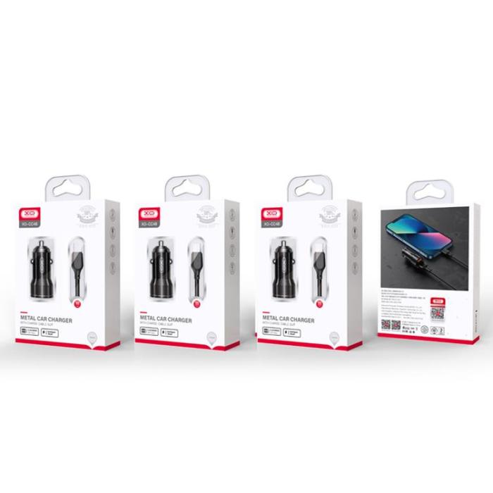 XO - XO Billaddare 2x USB 2,4A + USB-C Kabel CC48 - Svart