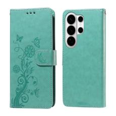 OEM - Samsung Galaxy S26 Ultra Pl&aring;nboksfodral Konstl&auml;der Blomtryck St&auml;ll - Gr&ouml;n