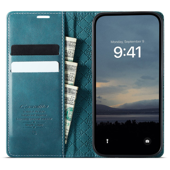 Caseme - Caseme iPhone 16e Plånboksfodral RFID Blocking - Grön