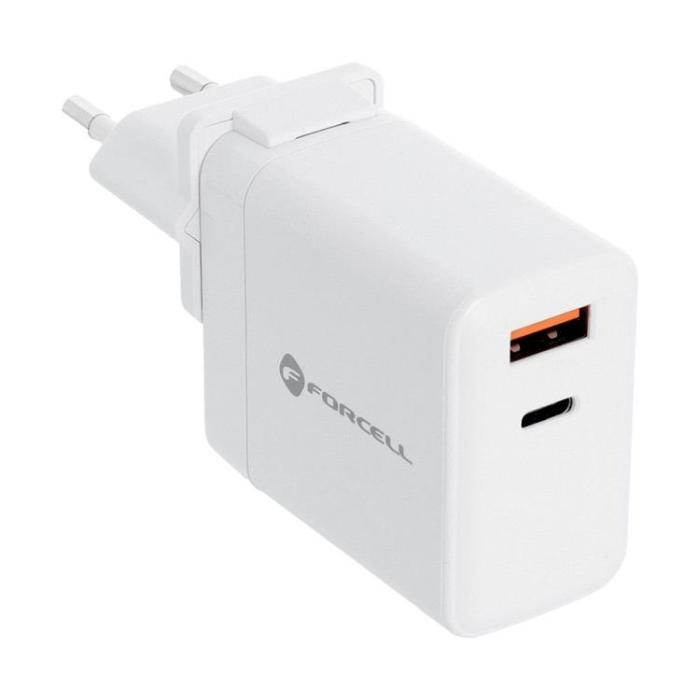 Forcell - Forcell F-Energy 3in1 Väggladdare 45W USB-C/USB-A med utbytbara pluggar