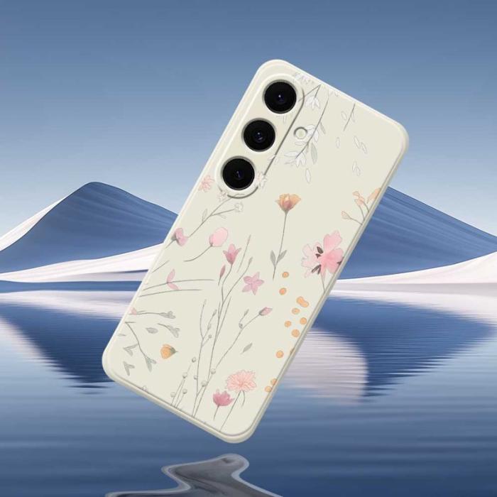 OEM - Mobilskal för Samsung Galaxy S26 Blommönster TPU - Beige
