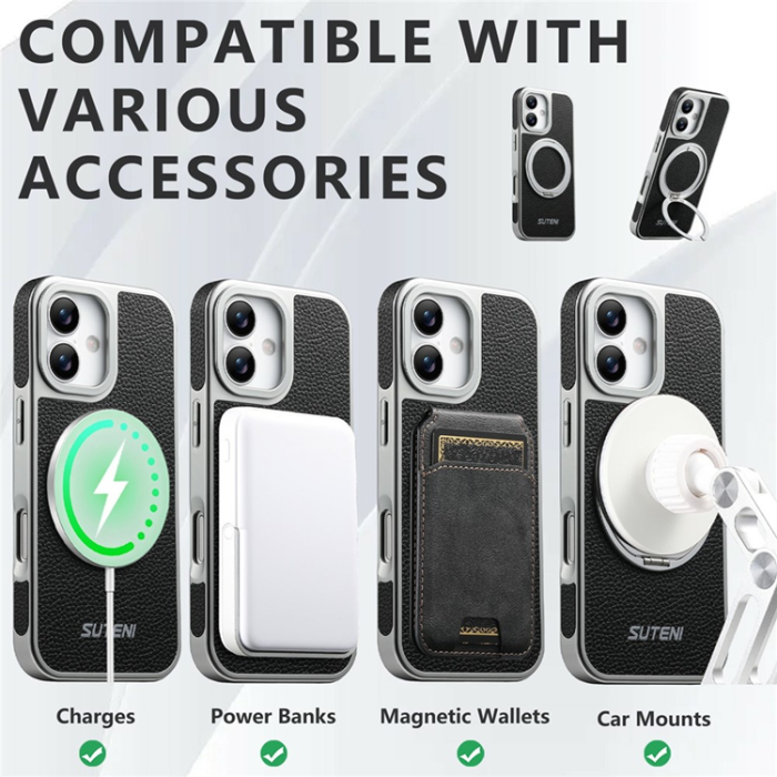 SUTENI - SUTENI iPhone 17 Mobilskal MagSafe Kickstand Electroplating G6