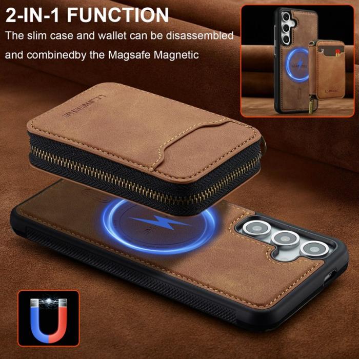 LC.imeeke - LC.IMEEKE Plånboksfodral för Samsung Galaxy S26 Magnetiskt PC + TPU - Brun