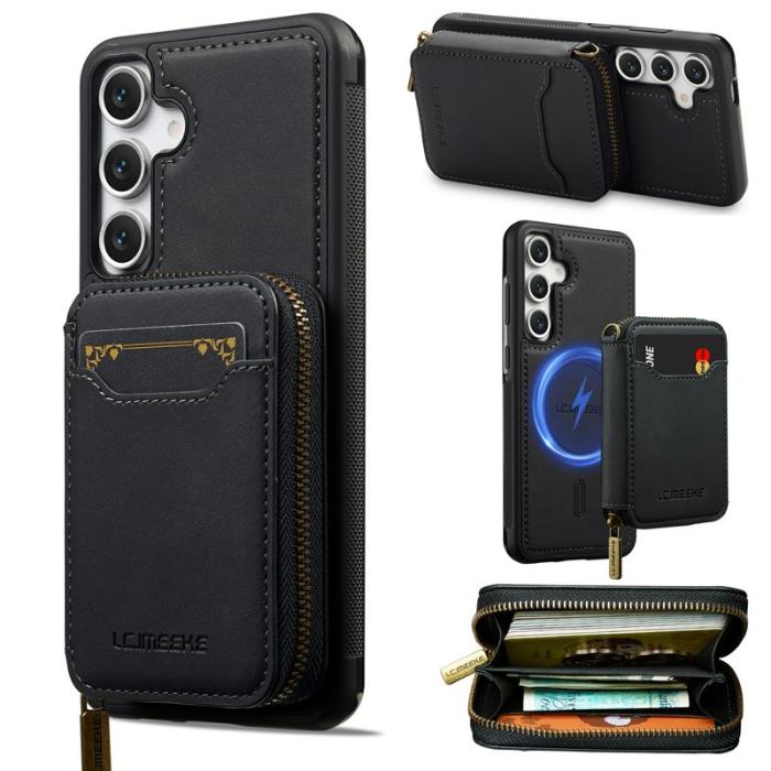 LC.imeeke - LC.IMEEKE Plånboksfodral för Samsung Galaxy S26 Magnetiskt PC + TPU - Svart