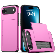 Amorus - AMORUS iPhone Air Mobilskal Med Glidande Korthållare - Rosa