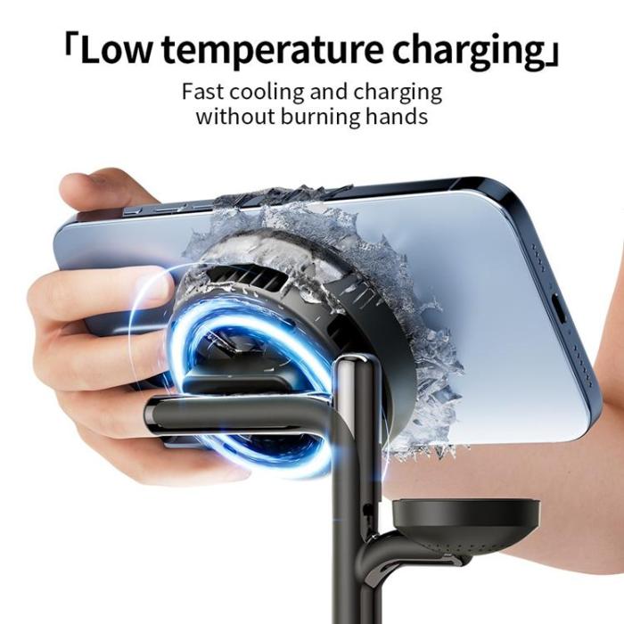 A-One Brand - Qi2.2 Magnetisk Trådlös Laddare 25W iPhone/Apple Watch/AirPods C09PRO - Svart