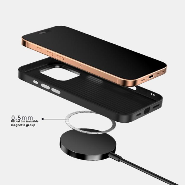 ABEEL - ABEEL Mobilskal till iPhone 16 Pro MagSafe Micro-Embossing Svart