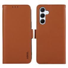 ABEEL - ABEEL Samsung Galaxy S23 FE Pl&aring;nboksfodral RFID-Skydd Konstl&auml;der St&auml;ll - Brun