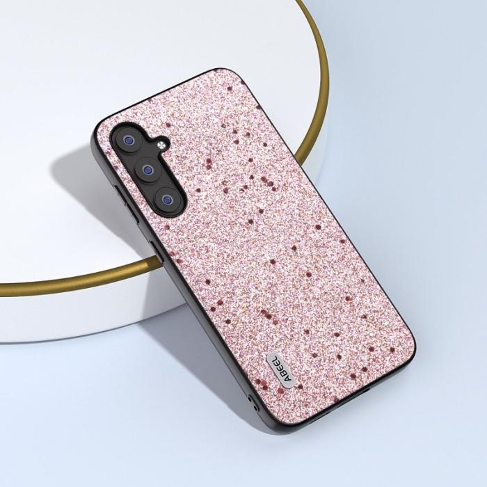 ABEEL - ABEEL Mobilskal till Samsung Galaxy S23 FE Glitter Anti-repor PU Läder Rosa