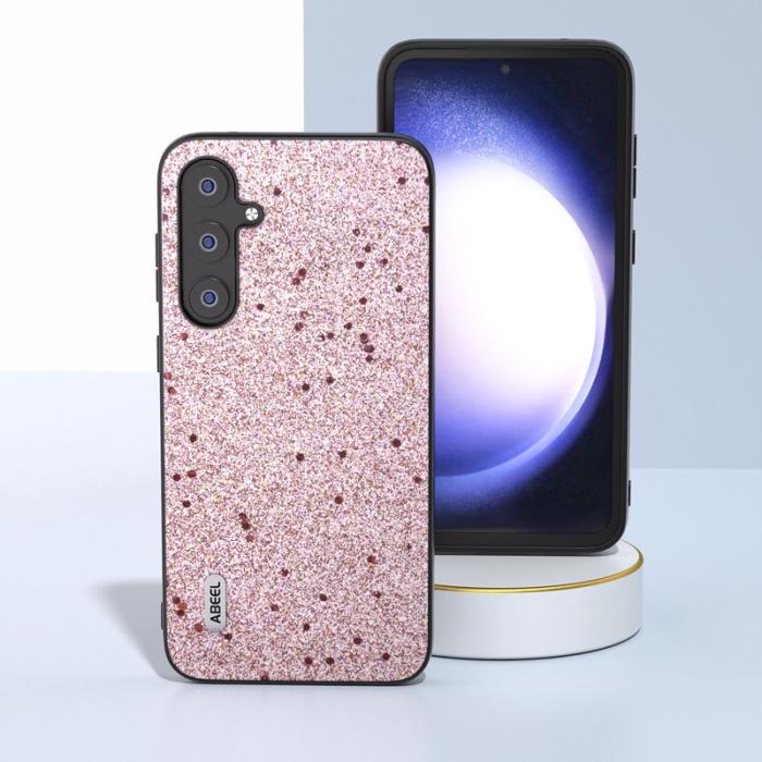 ABEEL - ABEEL Mobilskal till Samsung Galaxy S23 FE Glitter Anti-repor PU Läder Rosa