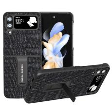 ABEEL - ABEEL Samsung Galaxy Z Flip4 5G Skyddsfodral &Auml;kta L&auml;der Svart