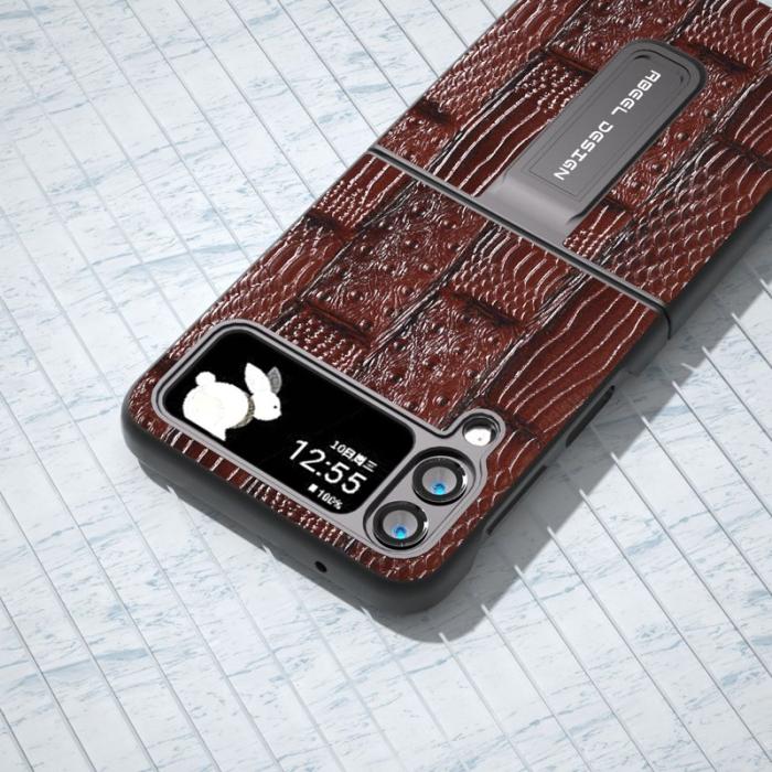 ABEEL - ABEEL Mobilskal till Samsung Galaxy Z Flip4 5G Mahjong Textur Brun