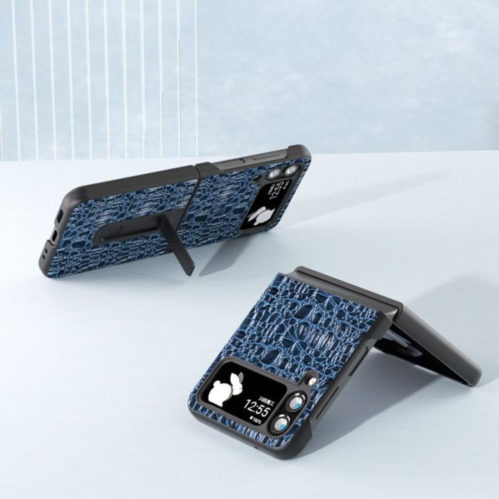 ABEEL - ABEEL Samsung Galaxy Z Flip4 5G Skyddsfodral Äkta Läder Blå