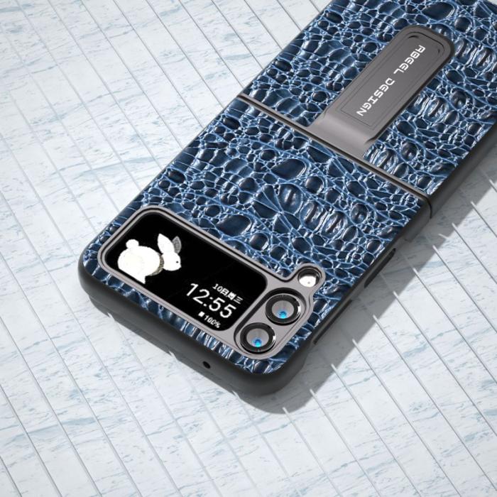 ABEEL - ABEEL Samsung Galaxy Z Flip4 5G Skyddsfodral Äkta Läder Blå
