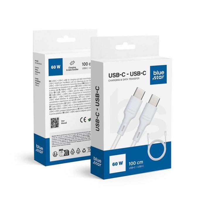 Blue Star - Blue Star USB-C till USB-C kabel 1m 60W - Vit