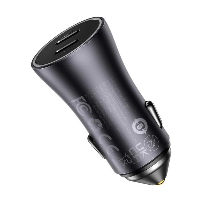 BASEUS - Baseus Golden Billaddare 40W 2 x USB-C - Grå