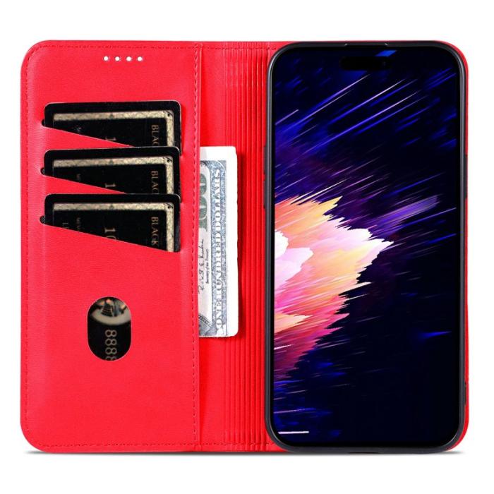 AZNS - AZNS iPhone Air Plånboksfodral Konstläder - Röd
