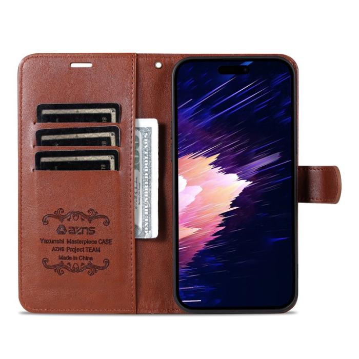 AZNS - AZNS iPhone Air Plånboksfodral Anti-Scratch Konstläder - Brun
